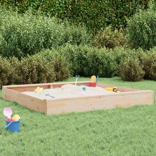Tidyard Sandkasten mit Sitzen Sandkiste aus Holz Sandbox Quadratisch Massivholz Kiefer
