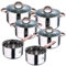 Batería de cocina 10pc en acero inox 2xØ16cm 2xØ18cm 2xØ20cm con tapas San Ignacio