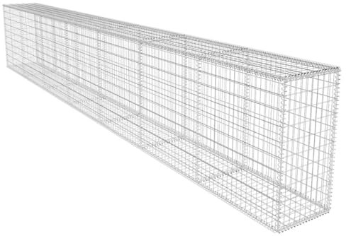 142530 Mur de gabion avec couvercle en acier galvanisé 600 x 50 x 100 cm, clôture à double fil