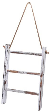 Towel Rack 1pc Old Towel Holder Bath Towel Ladder Shelf For Bathroom Bathroom Towel Holder Farmhouse Towel Holder Rustic Decorative Ladder Wooden Ladder Simple Hemp Rope Slanted Ladder