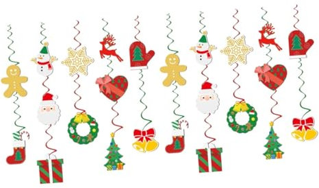TOPBATHY 24 Sets Weihnachts Spiral Ornament Neujahrs Anhänger Ornament Weihnachtsbaum Ornament Schneeflocke Hängende Spiral Dekoration Weihnachts Spiral Luftschlangen
