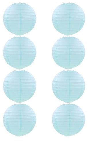 FANSU Papierlaterne Deko, Papierlaternen Set Papier Laterne Rund 8 Stück Hängende Papierlaternen Papier Laternen Feier Lampion Partydekorationen für Dekorative (8 Zoll (20 cm),Hellblau)