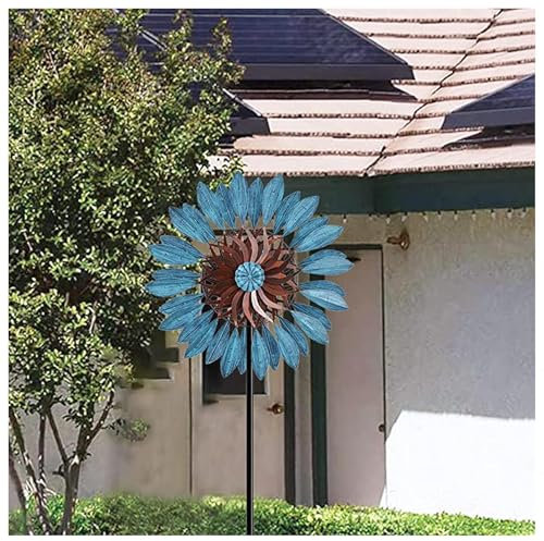Windrad Garten Metall Groß 213 cm, WindmüHle Garten XXL Edelstahl Kugellager, 3D Windspiel FüR Terrasse Und Garten
