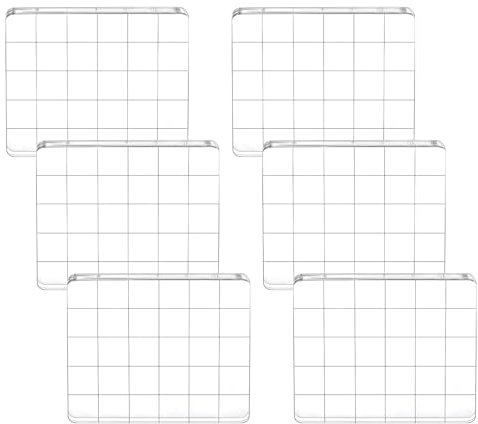 6 Stück Acryl Stempelblock Set Silikonstempel mit Gitterlinien Acrylblock für Silikonstempel Clear Stampblock für Scrapbooking Kartenherstellung Crafts Making