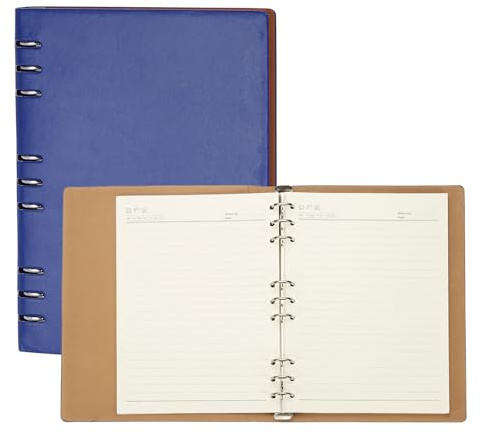 PATIKIL Taccuino in Pelle Ricaricabile B5, Quaderno con Copertina Rigida a 9 Anelli, 96 Fogli per Ufficio Studio Scrittura Diario Pianificatore Personale, Blu