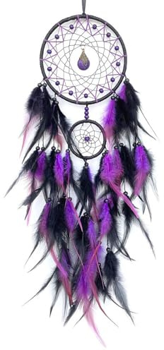 Donko Black and Purple Dream Catcher with Pendant | Handmade, Wall Decor, Wall Hanging Ornament, Bedroom Living Room Home Decor