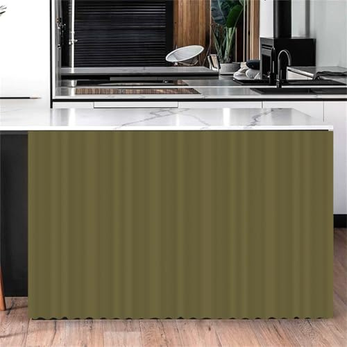 Odot Schrank Vorhang mit Klettband Küche, Solide Farbe Schrankvorhänge Küche Staubdichter Schrank Vorhang Selbstklebend Privatsphäre Schrankgardine für Kleiderschrank (Olivgrün,140x100cm)