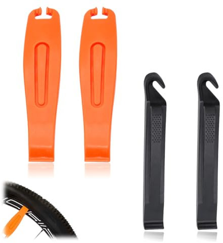 OHREN Set da 4 Leve per Pneumatici Portatili, Montaggio e Riparazione, in Fibra di Nylon, Leve Smontagomme e Plastica per Ripara Gomme Bici, Kit Pneumatici, Adatto a Tutte Le Bici (Arancione, Nero)