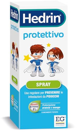 EG Hedrin Protettivo Spray | Previene le Infestazione da Pidocchi | Senza Risciacquo Profumazione Arancio e Mango | 200 ML