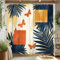Rideau de douche papillon, orange bleu marine, rideau de bain floral pour décoration de salle de bain, printemps été, art moderne, rideau de douche en tissu aquarelle avec crochets 183 x 198 cm