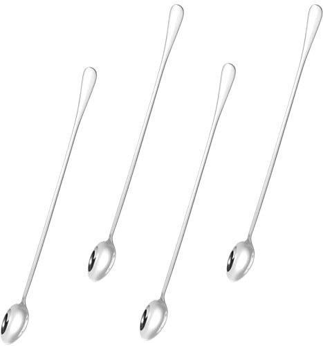 4 PCS Long-Hand Ice Tea Spoon 12 Inches Stainless Steel Cocktail Stirring Spoons Mixing Coffee Spoons Tall Cups Spoon for Coffee Dessert Shakes