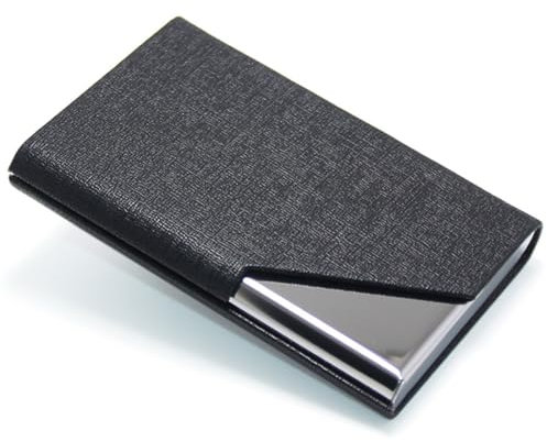 JRYXDS Porte-Cartes De Visite Super Léger Étui En Cuir Microfibre De Luxe Pour Homme Et Femme Avec Fermeture Magnétique(Noir)
