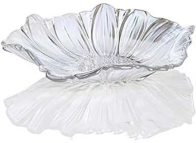 XYUERU Obstteller Obstschalen Glas Blumenförmiger Bunt Obstschale Couchtisch Kristallglas Dekorativer Aufbewahrung Kreative Teller Korb für Brot Obst Küche Wohnzimmer Esstisch(Clear)