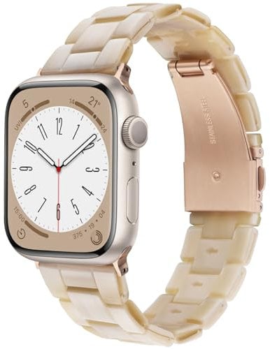 V.R.HOPE Modern Lightweight Resin Replacement Straps Compatible with Apple Watch Series 7/8/9/SE/10/ 41mm 40mm 38mm 42mm Women Men, for Apple Watch Straps Series 6/5/4/3/2/1 - Beige