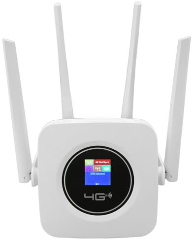 Generic Routeur WiFi 4G, Strong Signal 4 Antennas 4G LTE Wireless Router 300 Mbps avec Fente de Carte SIM pour Le Bureau (Prise UE)