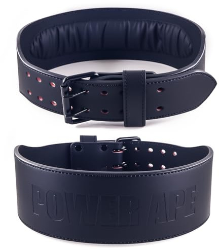 Power Ape Weight Lifting Belt Gym Fitness Cowhide Leather with Adjustable Holes Weightlifting Powerlifting Bodybuilding Deadlift Squat Workout Strength Training for Men and Women (black, M)
