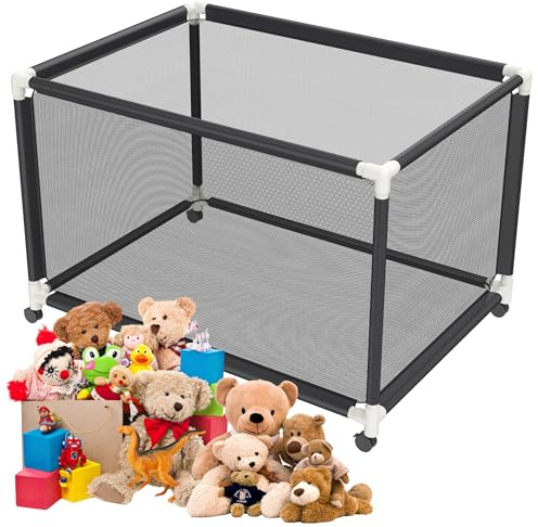 QEENTOE 700L Aufbewahrungswagen Aufbewahrungsbox mit Rädern Gitter-Aufbewahrungskorb für Kleidung Bücher Spielzeug Aufbewahrungsbox Lagerschränke für Schlafzimmer Garage Garten - 122x78x88cm