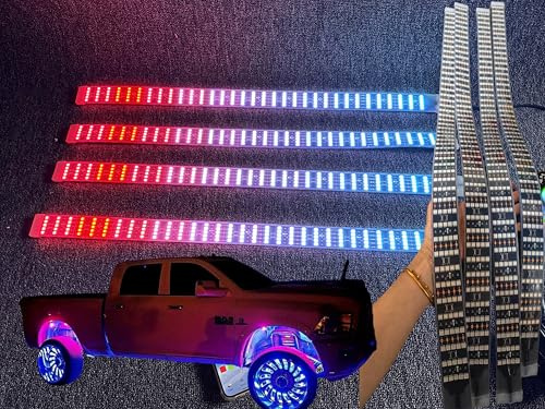 Ydzwavui Lighting - 4PCS 4FT 1.2Meters 5 Row Chasing LED Light Strips for Making 15.5 Wheel Lights Car Truck Off-Road Lighting Ryker Spyder Golf Cart Polaris Slingshot Bluetooth Remote Control