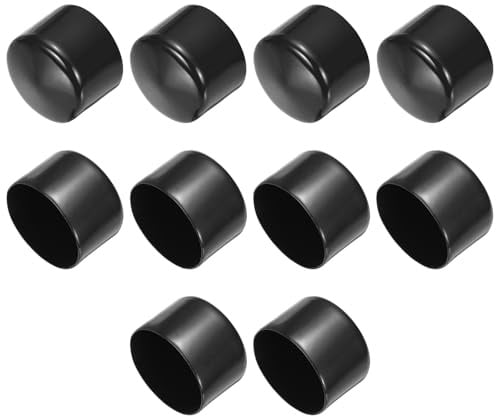 QUARKZMAN 10 Stück Gummi Endkappen 63mm PVC Kunststoffkappe Schutzkappen Abdeckung Fußkappen für Stuhlbeine Tischbeine Möbel Schrauben Bolzen Gewinde Metallstäbe Rohr Zaunpfosten Schwarz