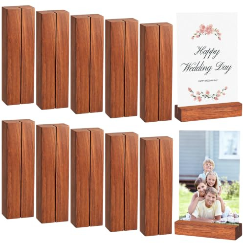 10STK Kartenhalter Holz Tischkartenhalter Kartenständer Fotohalter 10×3×2cm | Ebenholz Menükartenhalter Tischaufsteller Card Holder Speisekartenhalter Postkartenhalter für Restaurants Partys Bankette