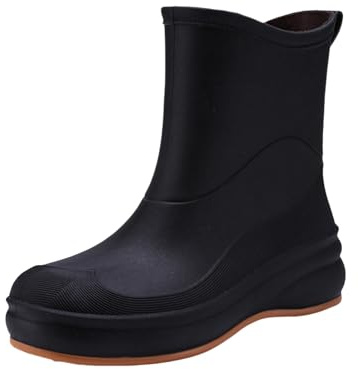 Maskjuwio Stivali di gomma impermeabili da donna con zeppa gamba mezza altezza stivali di gomma alla moda stivali corti antiscivolo durevoli Wellington stivali comodi antiscivolo suola spessa stivali