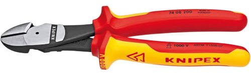 Knipex 7408200SBA - Cortador diagonal de palanca alta (1000 V, 20,3 cm), 7408200SBA