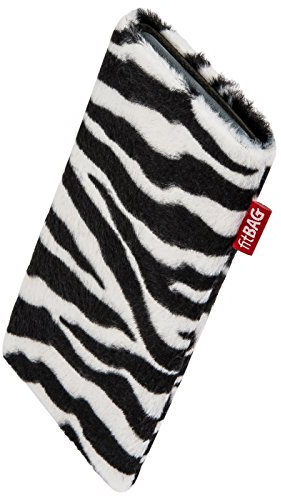fitBAG Bonga Zebra - Custodia per Cellulare per Apple iPhone 5 / 5s / SE 16GB 32GB 64GB, in Eco-Pelliccia con Imbottitura in Microfibra