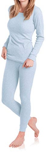 MT Damen Ski- & Thermowäsche Set - warme Unterwäsche Langarm mit weicher Innenseite - Ice Blue L