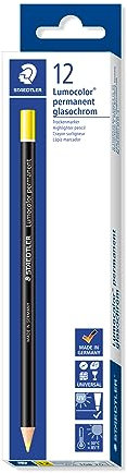 STAEDTLER 108 20-1 Lumocolor glasochrom Trockenmarker, 12 Stück im Kartonetui permanent, gelb
