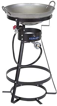 Single Burner Camp Stove with Cast Iron Burner, Wok Included