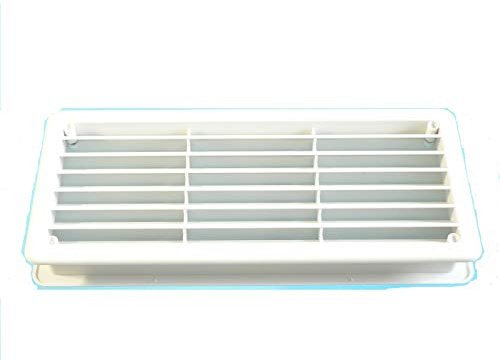 Vecamco TELESCOPIC DOUBLE SIDED RECTANGULAR PLASTIC AIR VENT 270mm x 120mm Suitable for internal and external use on doors or walls. (White)