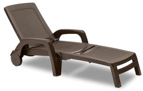 Bica - Wetterfeste Sonnenliege Lettino Miami in Braun| Liegestuhl klappbar aus recyceltem Harz | CATAS Zertifizierte Gartenliege klappbar | UV- und witterungsbeständig | 190x70x46cm