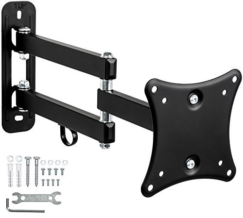 tectake® Wandhalterung für Monitor und TV 25-61 cm (10-24 Zoll) Vesa 75 x 75 und 100 x 100 ausziehbar neigbar schwenkbar mit Kabelhalter - Diverse Mengen - (1 Stück | Art.-Nr. 401494)
