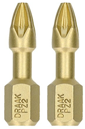 Draak 2X PZ2 Pozi 25mm Titanium Impact Screwdriver Bits Pozidriv Compatible with Dewalt Milwaukee Bosch Makita and Others POZI Heavy Duty