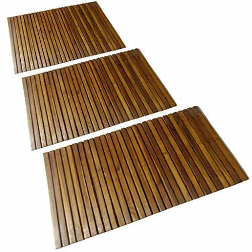 vidaXL 3X Akazienholz Badematte Badteppich Badvorleger Fußmatte Duschvorleger