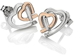 Hot Diamonds Amore Rose Gold Plated Accents Double Heart Earrings