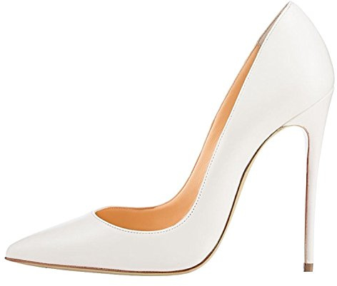 EDEFS Chaussures Femme Talon Haut 12 cm Escarpins Blanc Mat Bout Pointu Talons Fins Élégants Mariage Soirée EU39