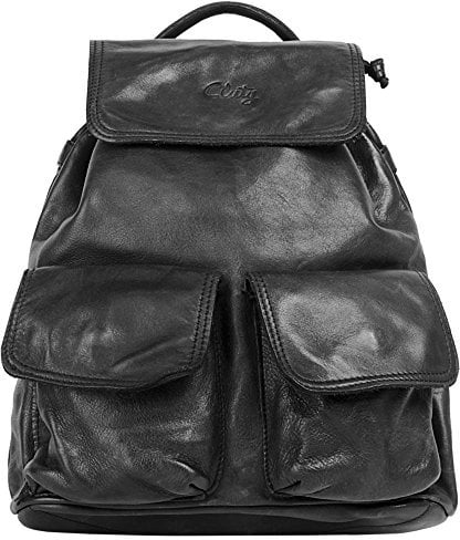 Cluty Rucksack Echt Leder Damen | Made in Italy, Daypack aus Leder, Citybag mit Magnetverschluss, Vintage Tagesrucksack | 019344