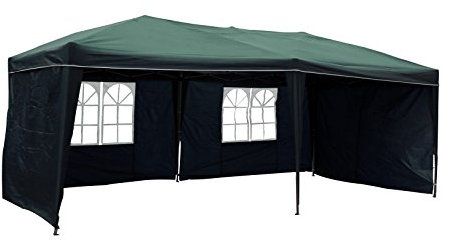 Mojawo Easy Build Pop Up Aluminium Falt - Pavillon Partyzelt Gartenpavillon 6 x 3m inkl. 4 Seitenteile Grün