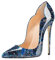 EDEFS Damen Lack Pumps Spitze Zehen Sexy High Heels Übergröße Schuhe Blue EU40