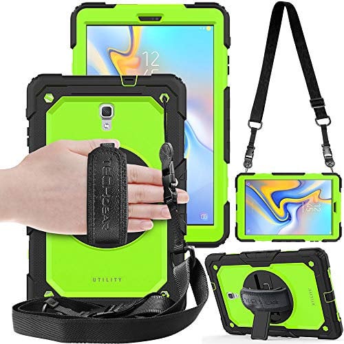 TECHGEAR Utility Hülle für Samsung Galaxy Tab A 10,5 Zoll [SM-T590 Serie] Robust Heavy Duty Stoßfeste Schutzhülle mit 360 Grad Schwenkständer Hand- und Schultergurt mit eingebaut Bildschirm -Grün