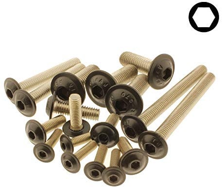 Screws4Bikes | 5x M6x30 | Linsenkopfschrauben mit Flansch | schwarz matt | Edelstahl V2A | ISO 7380-2 mit Innensechskant