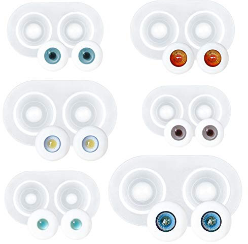 WANDIC Stampi per Occhi di Bambola, Set di 6 stampi in Silicone a Cupola per bulbi oculari in Resina per Bambole BJD Heavy Pupil Eye Clear in Silicone per Fai da Te