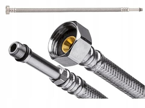Flexschlauch 3/8 Zoll x M10 Verlängerung - Edelstahl Panzerschlauch 400 mm - Anschlussschlauch Armatur für Wasserhahn - Überwurf und Außengewinde