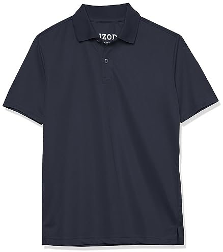 IZOD Boys' School Uniform Performance Short Sleeve Solid Polo, Navy, 4