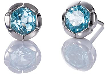 namana 925 Sterling Silber Ohrringe für Frauen mit Blautopas-Edelsteinen, massive Silber Blau Topas-Ohrringe für Frauen, 925 Silber Ohrstecker mit Edelsteinen, natürliche Edelstein-Ohrringe für Damen