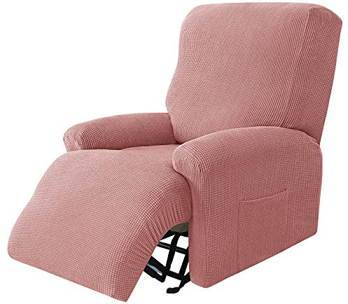 JHLD Stretch Sesselbezug Relaxsessel, Jacquard Ruhesessel Bezug 4 Stück Weiche Ruhesessel Bezüge Relaxsessel Bezug Abnehmbare Waschbar Für Wohnzimmer-Rosa-Ruhesessel