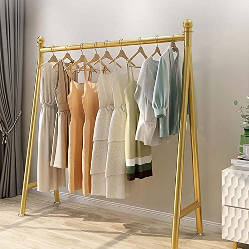 ZLECB Penderie-Fer-Forge,Porte Vetements pour Chambre,Tringles à vêtements Lourdes, présentoirs à Bagages,Porte-Manteaux de Chambre,Portant en métal,Or,150x42x150cm