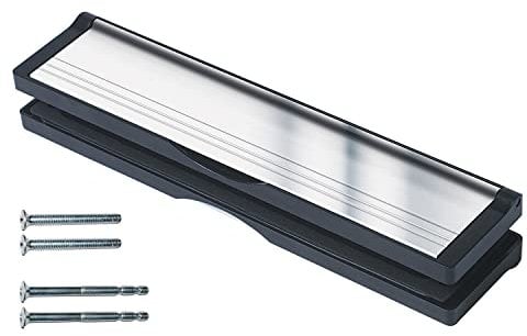 Keypak 30,6 cm Türbriefkasten – passend für 40–80 mm Türen, Anti-Schnappklappe, interner Zugluftstopper, Verstellbarer Briefkasten für UPVC-Holztüren (schwarz/satiniertes eloxiertes Aluminium)