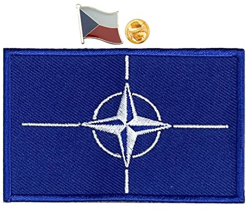 A-ONE 3D NATO Mark Tactical Moral Stickerei Patch + Tschechische Militärbandkragen Revers-Stecknadel, nähen Sie auf Patch für Armee Gears Deck Jacke Navy Stoffstoffstiefel Nr. 422 + 009p